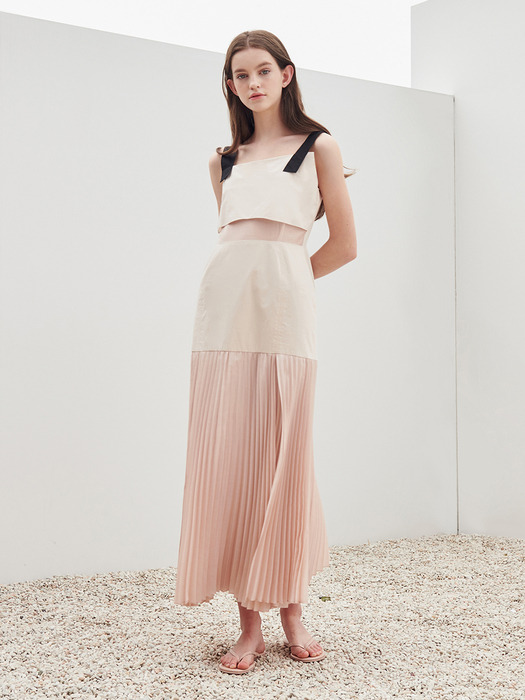 Bustier pleated dress_Pale pink