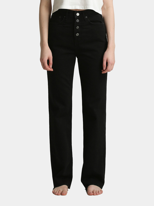 W4 Button-up Highrise Denim Pants_Black