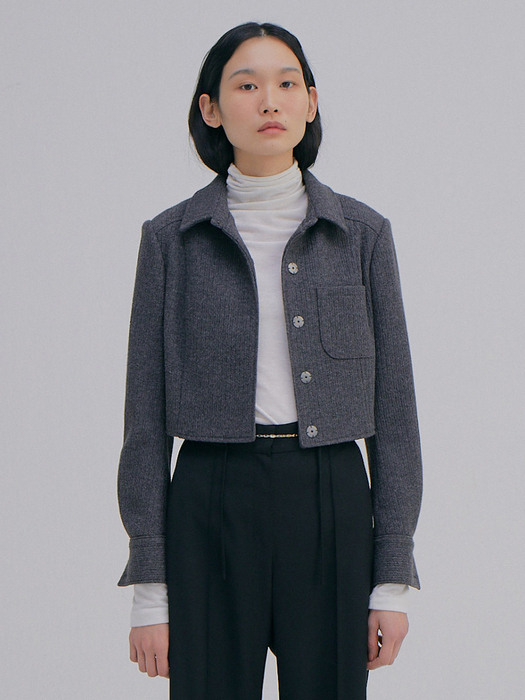 Knitted Crop Jacket_Charcoal