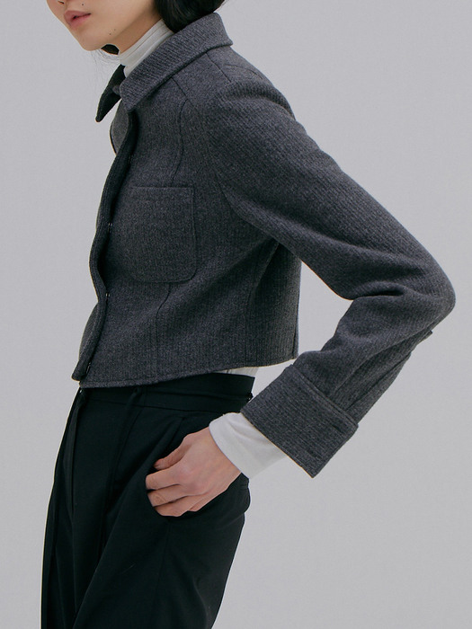 Knitted Crop Jacket_Charcoal