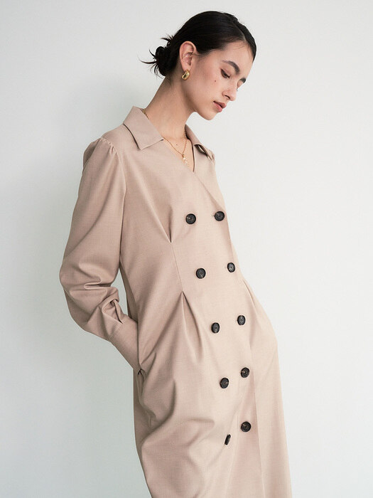 004 Double-breasted Jacket Dress (Brown)