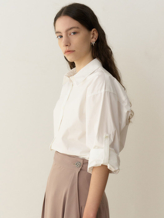 Rolled-up Sleeves Shirts_White