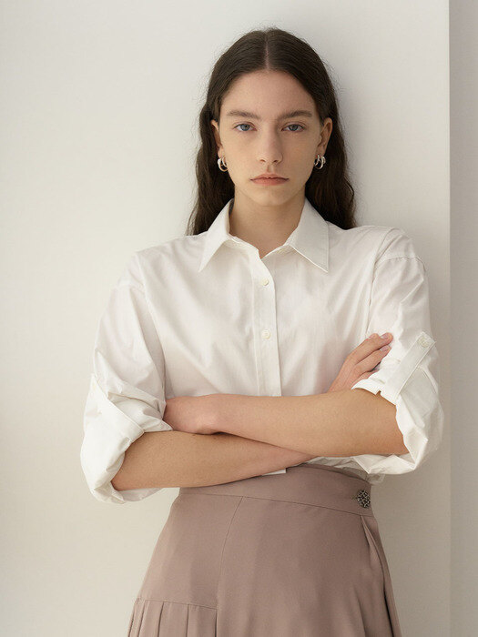 Rolled-up Sleeves Shirts_White