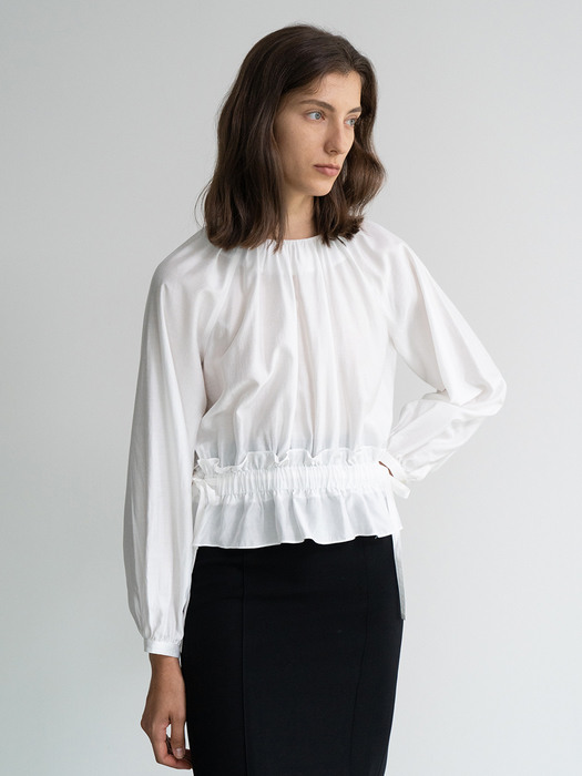 DRAWSTRING WAIST BLOUSE (IVORY)