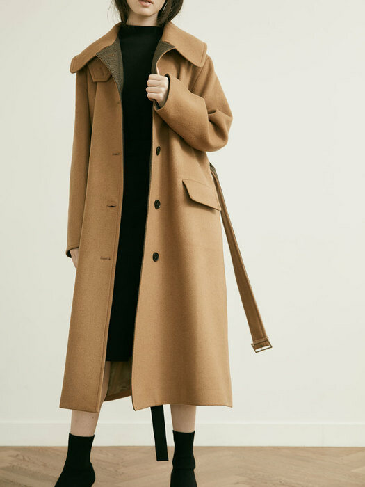 20 Winter_Tan Camel A-Line Belted Wool Coat