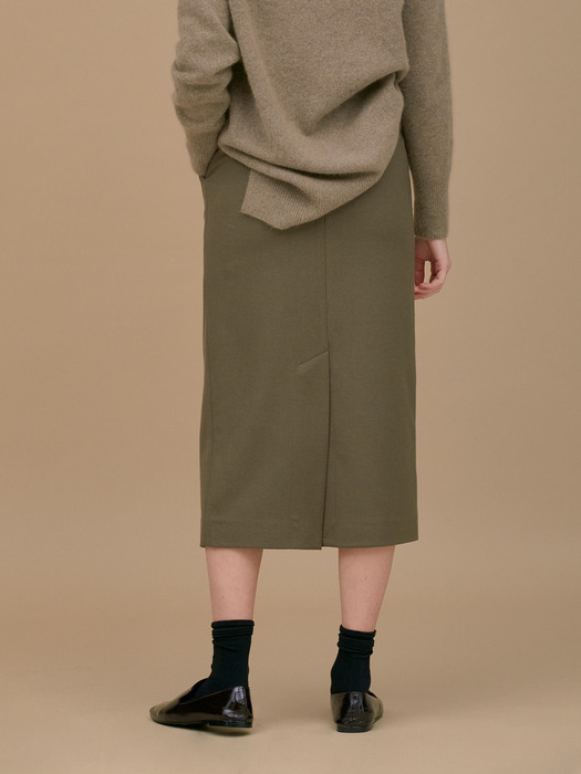 Tuck H line skirt - Khaki brown