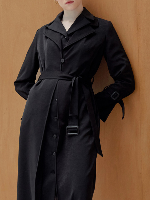 Layered Trench Coat _ Black