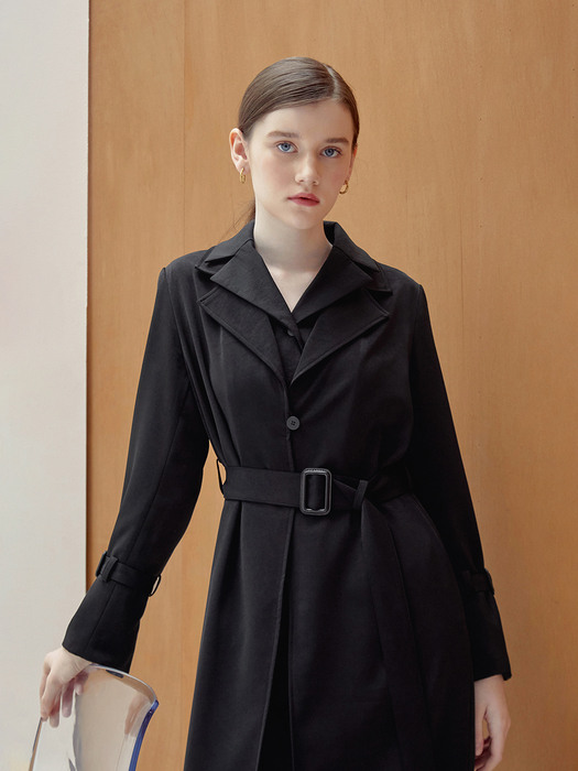 Layered Trench Coat _ Black