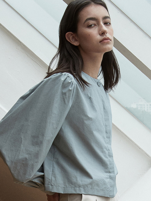 430 point button round blouse (mint gray)