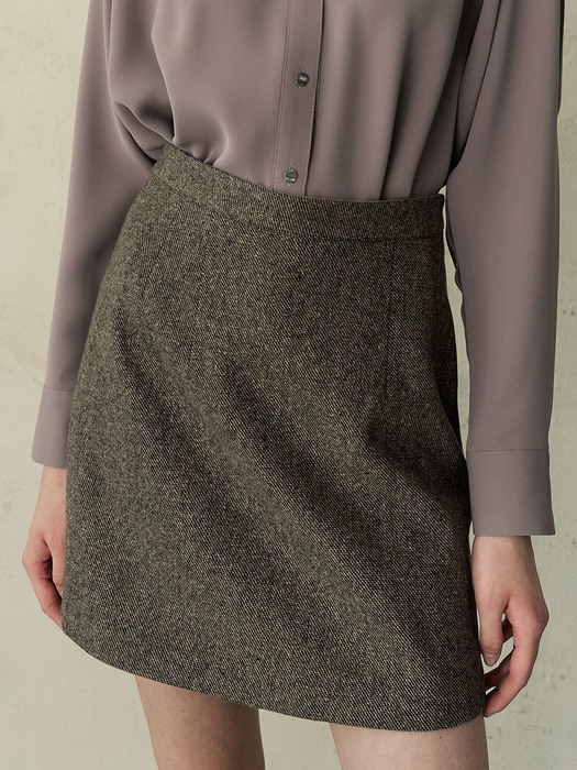 comos425 wool dart skirt (brown)