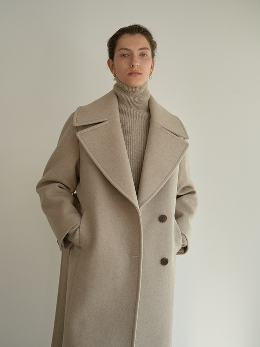 TTW WOOL DOUBLE BREASTED LONG COAT 2COLOR