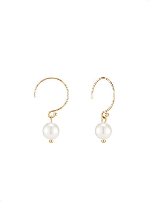 [14K Gold filled] Simple pearl drop hoop earring_EC1671