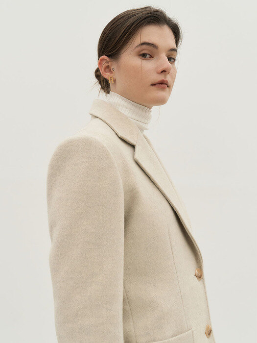 4W Premium Wool Two Button Jacket - Ivory 