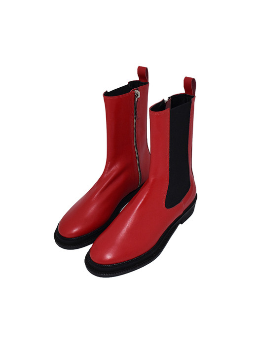 Basic Chealsea Half Boots-Red
