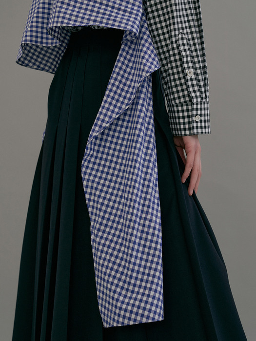 [FRONTROW X EENK] Cape Layered Shirt_GINGHAM CHECK