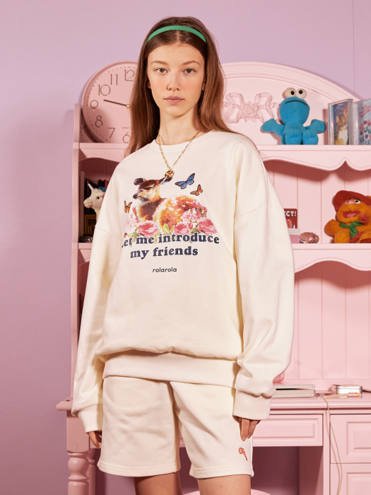 (TS-21123) BAMBI WITH BUTTERFLY SWEATSHIRT IVORY