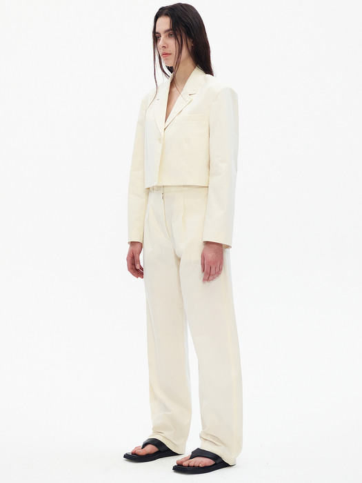 COTTON ROUNDING PANTS, IVORY