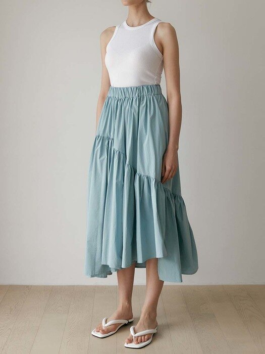 Layla Tiered Side Slit Skirt (Sea Salt)