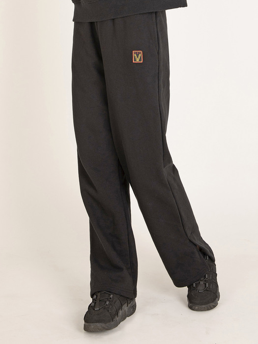 Basic Slit Sweatpants [Black]