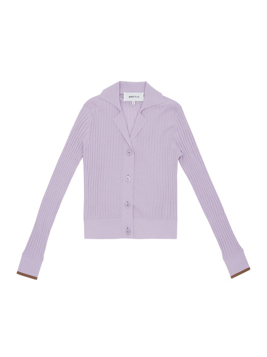 [N]LOTUS Ribbed notched collar cardigan (Lavender)