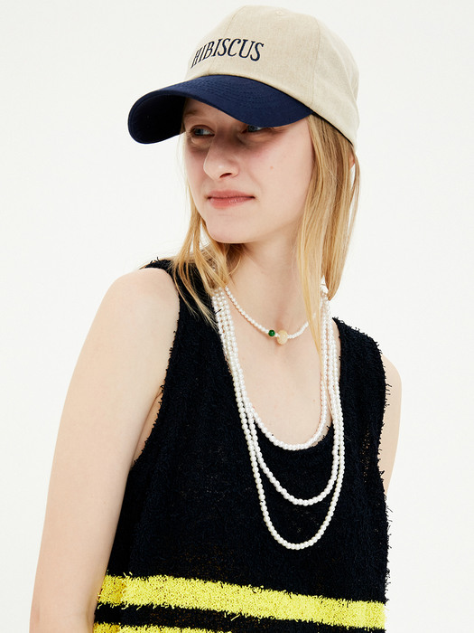 HIBISCUS Pigment Two Tone Ball Cap / Beige + Navy