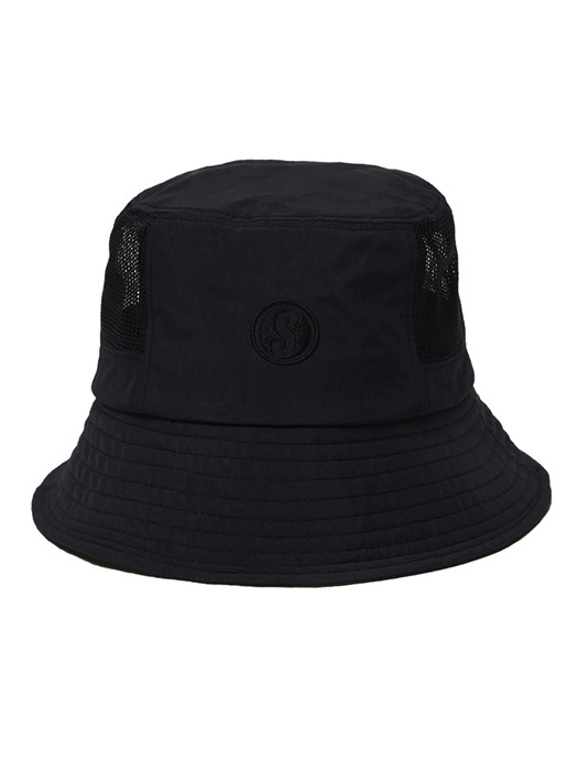 [unisex]S LOGO MESH BLACK BUCKET HAT