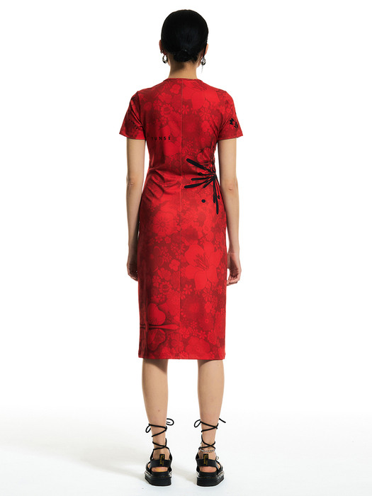 Weedy Long Jersey Dress (Red)