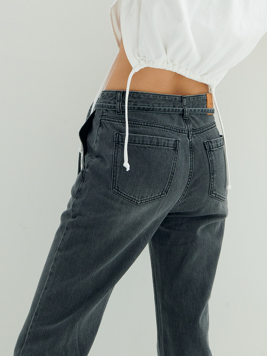 [리퍼브] Mid-rise Regular Belted Jeans_L.grey