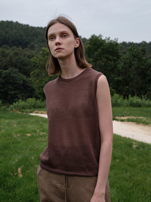 linen round knit (brown)