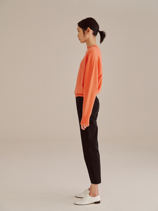 CORAL WHOLEGARMENT PURE CASHMERE CABLE DETAIL KNIT TOP