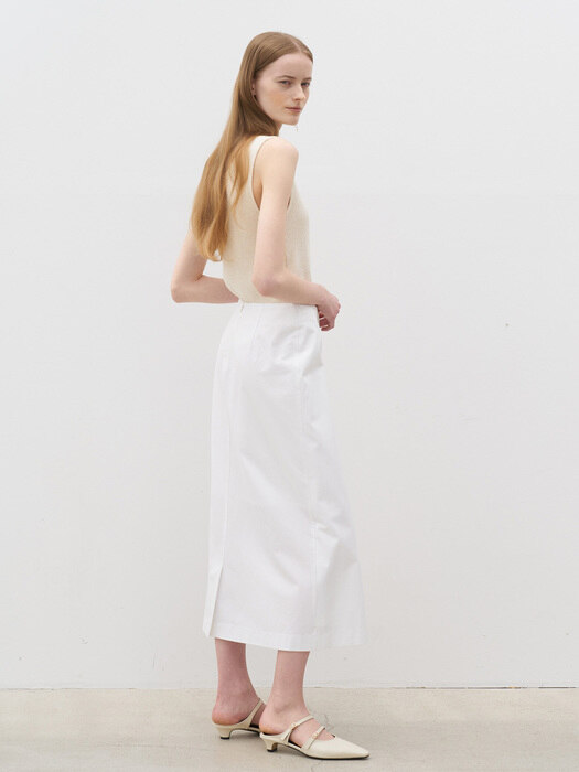 [리퍼브] 21 Summer_ White Cotton Midi Skirt 