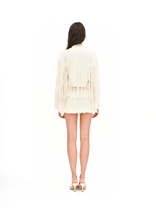 Jacquard fringe skirt - Ivory