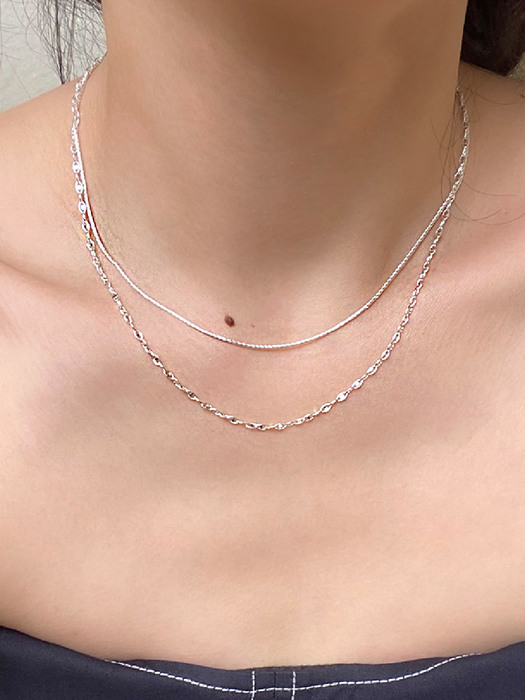 [단독][silver925] Daily 2 Line Bling Necklace