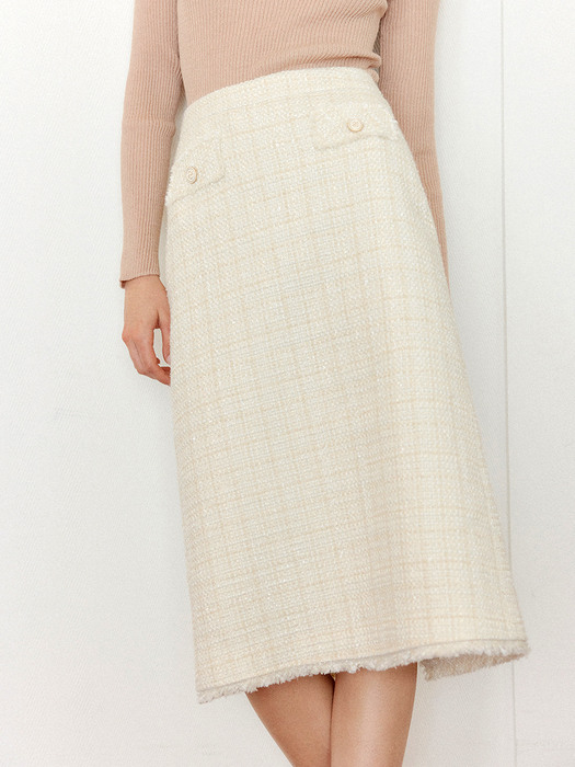 아이보리 미아 트위드 스커트 / IVORY MIA TWEED SKIRT