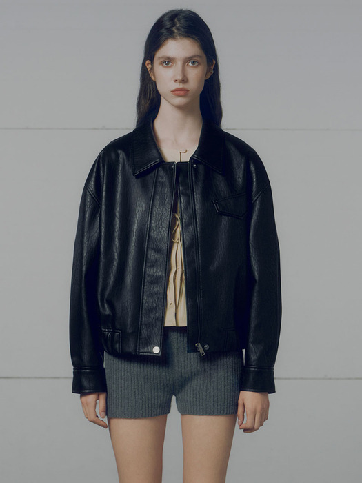 Faux Leather Blouson Jacket VL2AM080_2color