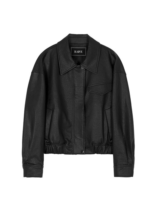 Faux Leather Blouson Jacket in Black VL2AM080-10