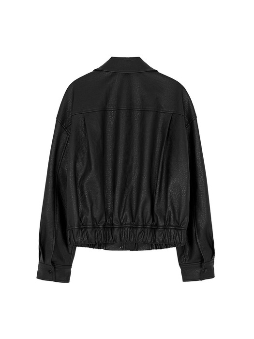Faux Leather Blouson Jacket in Black VL2AM080-10