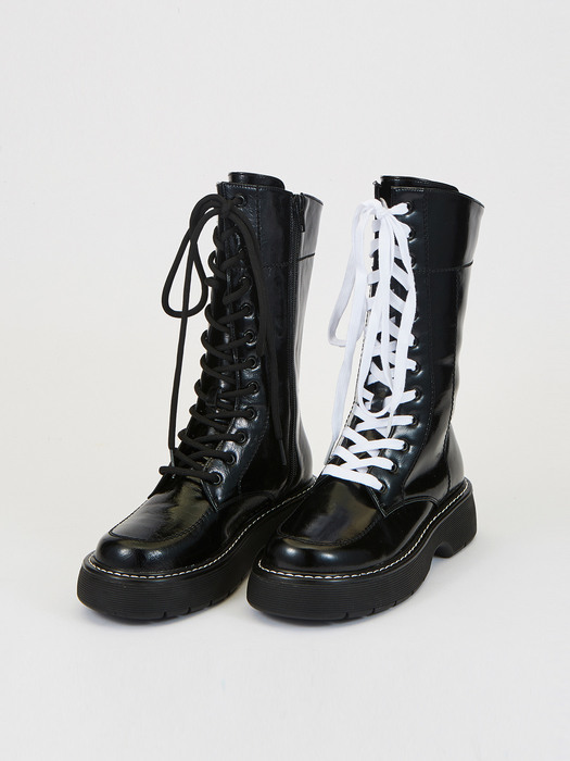 Vintage Lace-up Boots (Black)