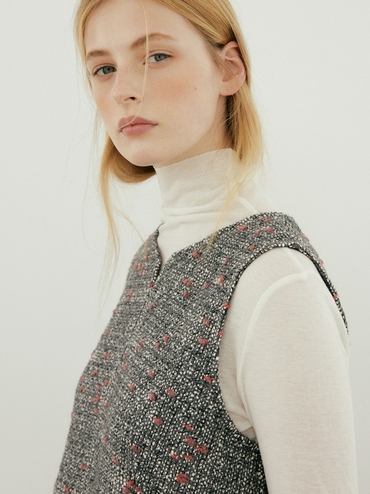 tweed cropped vest [Italian fabric] (grey)