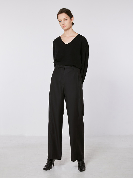 TOF WIDE-LEG SIDE PANNEL TROUSER BLACK