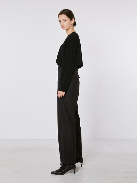 TOF WIDE-LEG SIDE PANNEL TROUSER BLACK