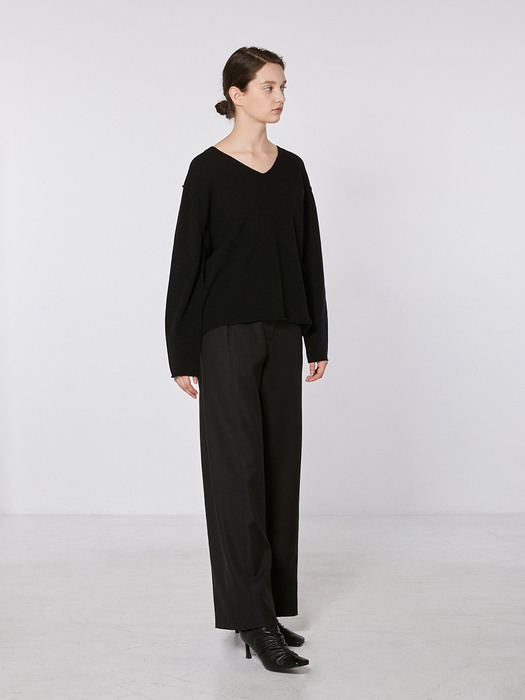 TOF WIDE-LEG SIDE PANNEL TROUSER BLACK