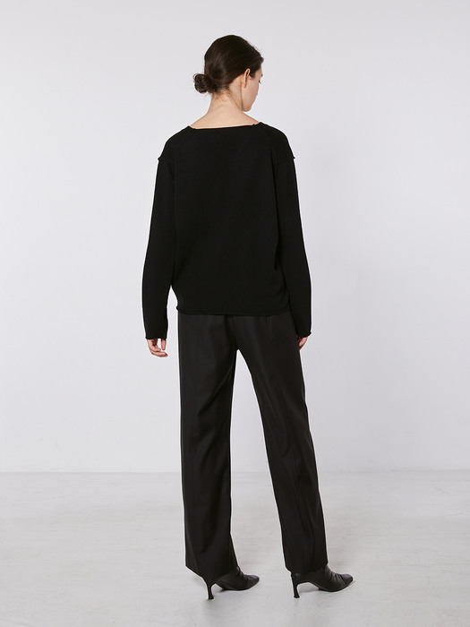 TOF WIDE-LEG SIDE PANNEL TROUSER BLACK