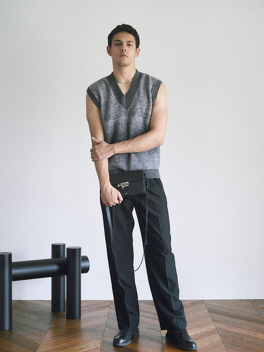 Gradation Wool sleeveless Knit - Grey