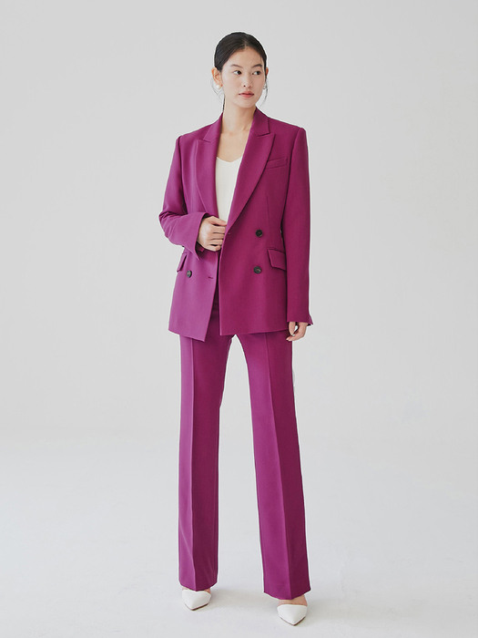 [미전시]YVONNE Straight fit trousers (Black/Ivory/Mint/Pink/Magenta Purple)