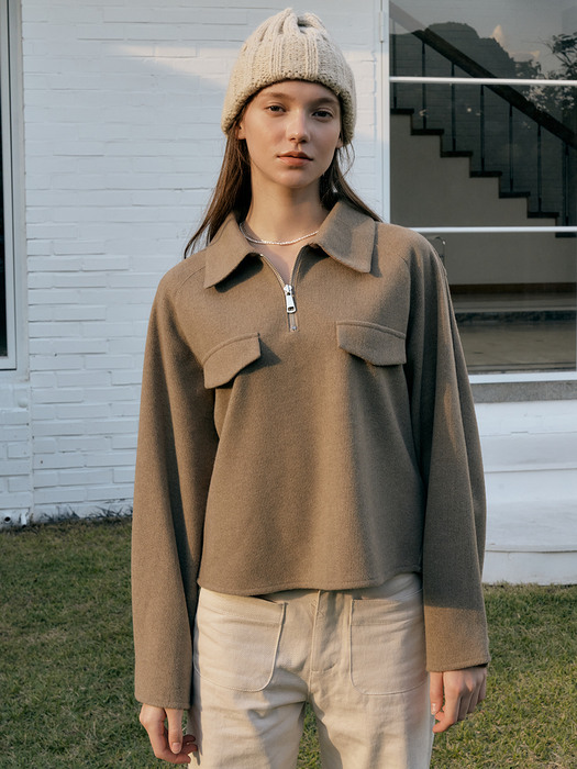 monts 1398 zip-up blouse (dark beige)