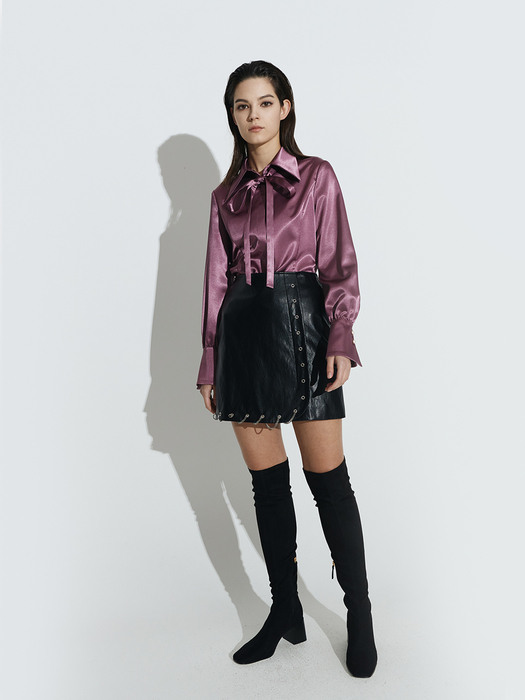 Silky Satin Fitted Shirts [Purple]