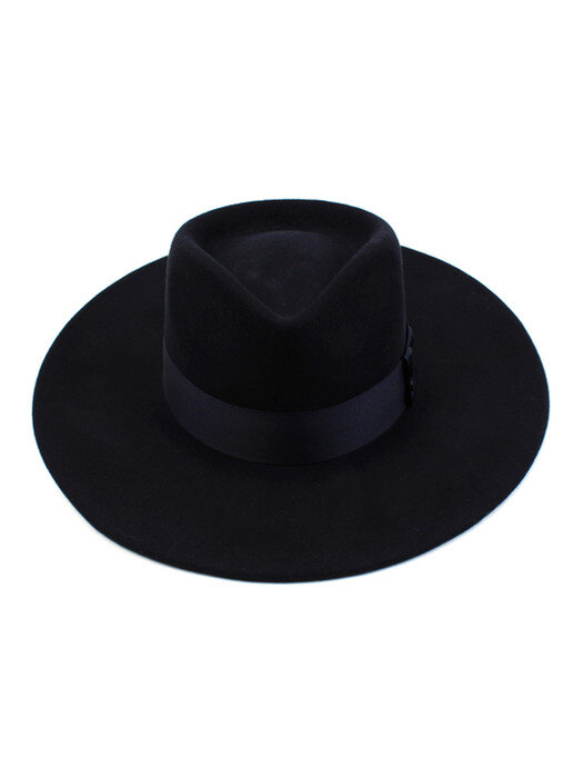 V Navy Long Wool Fedora 울페도라