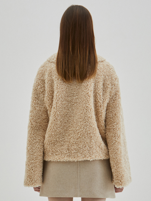 Bell Sleeves Poodle Fur Jacket_Beige