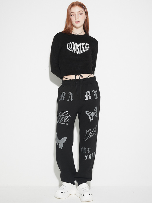 OW GLITTER JOGGER(BLACK)